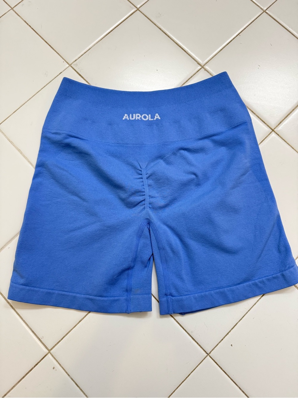 Aurola Women's Seamless High-Waist Blue Bike Shorts